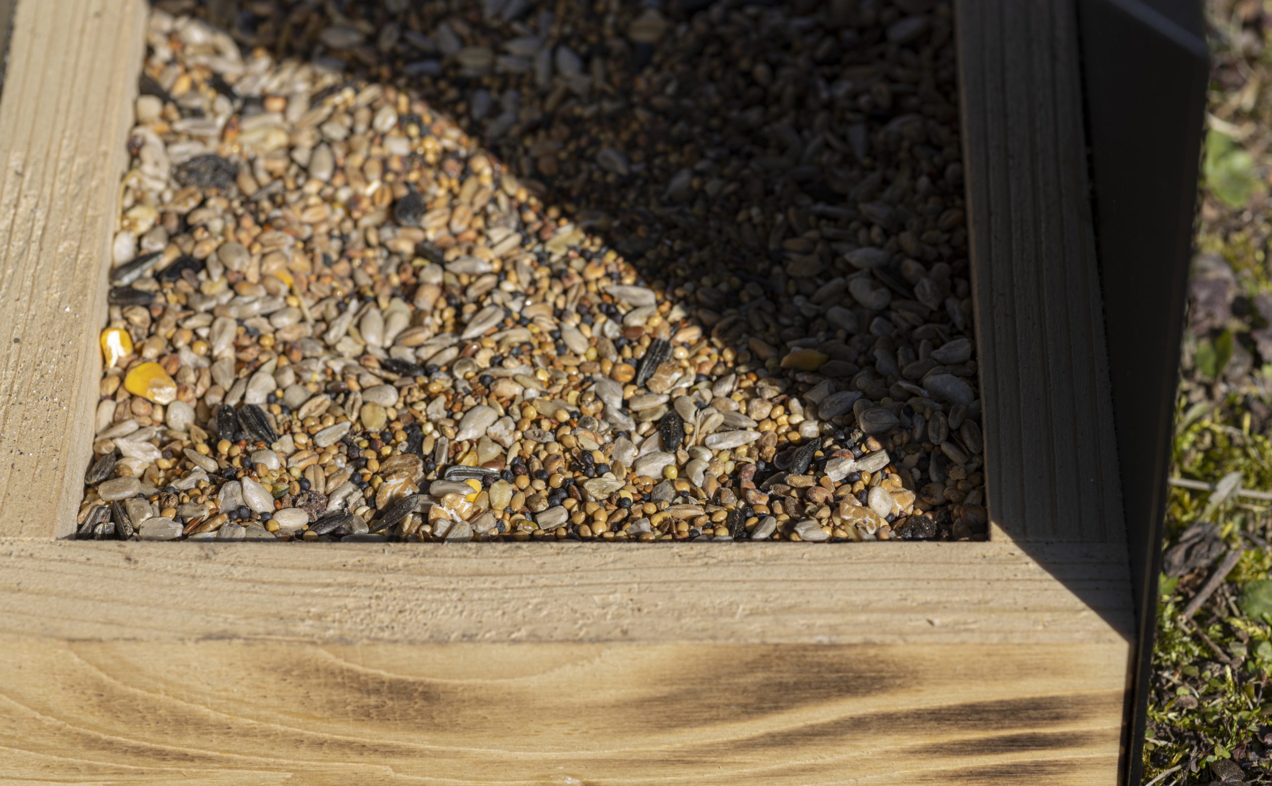 Vogelhaus mit Vogelfutter